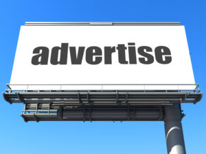 Word adverstise on billboard